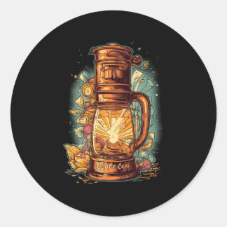 Sticker Rond Cafetière à café froid Barista Caffein