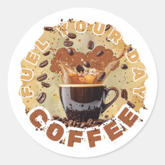 Sticker Rond Caffeine First 