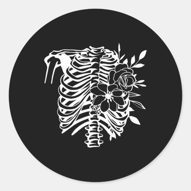 Sticker Rond Cage de côtes Fleur Facile Halloween Costume 1 (Devant)