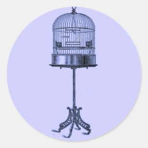 Sticker Rond Cage vintage d'oiseaux