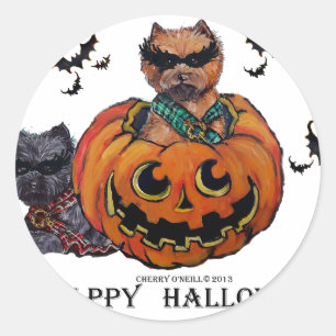 Sticker Rond Cairn Terrier Halloween