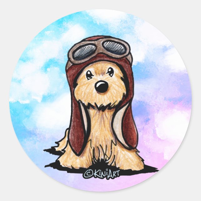 Sticker Rond Cairn Terrier Pilot (Devant)