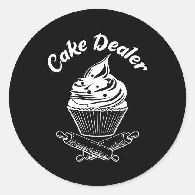 Sticker Rond Cake Dealer Cupcake Baker Baking Love Cuisine (Devant)