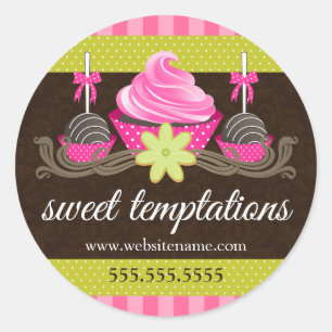 Sticker Rond Cake Pops Cupcake Cookie Boulangerie Boîte Seaux