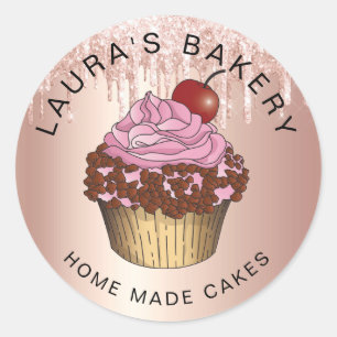 Sticker Rond Cakes Sweets Cupcake Accueil Boulangerie Girly Aqu