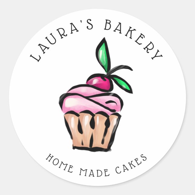 Sticker Rond Cakes & Sweets Cupcake Accueil Boulangerie mignonn (Devant)