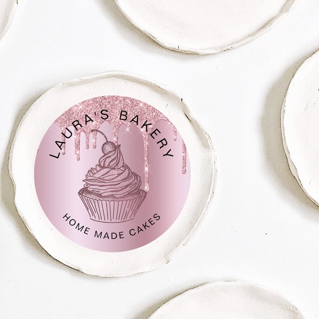 Sticker Rond Cakes & Sweets Cupcake Accueil Boulangerie Rose go (Créateur téléchargé)