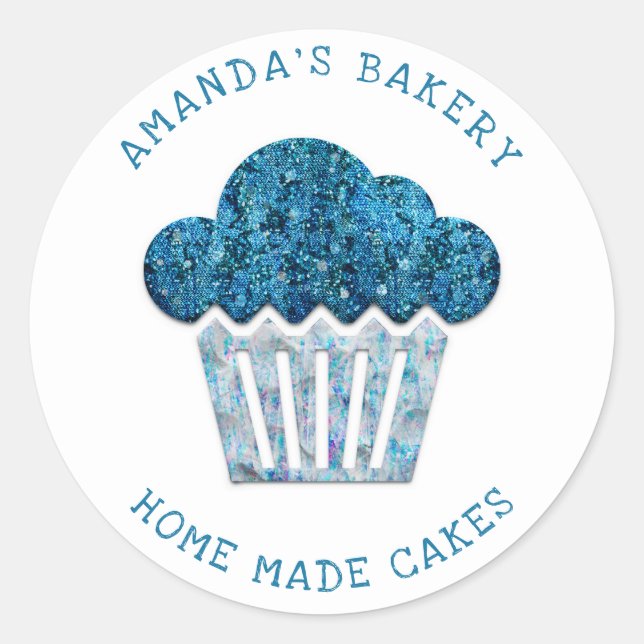 Sticker Rond Cakes Sweets Cupcake Home Boulangerie 3D Blue Navy (Devant)