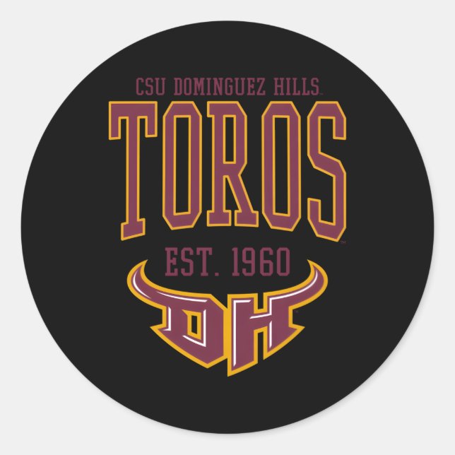 Sticker Rond Cal State Dominguez Hills Csudh Toros Est Date (Devant)