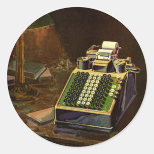 Sticker Rond Calculateur comptable Comptomètre vintage