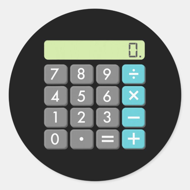 Sticker Rond Calculatrice Costume Halloween Math Geek Cool effr (Devant)