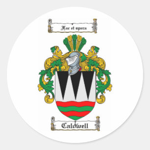 STICKER ROND CALDWELL FAMILLE CREST - CALDWELL COAT DES ARMES