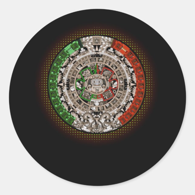 Sticker Rond Calendrier aztèque Soleil Pierre Mexicaine Art Car (Devant)
