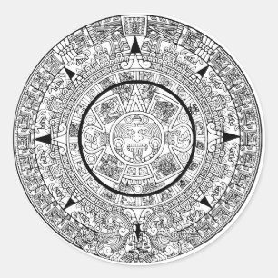 Sticker Rond Calendrier du disque solaire Aztec