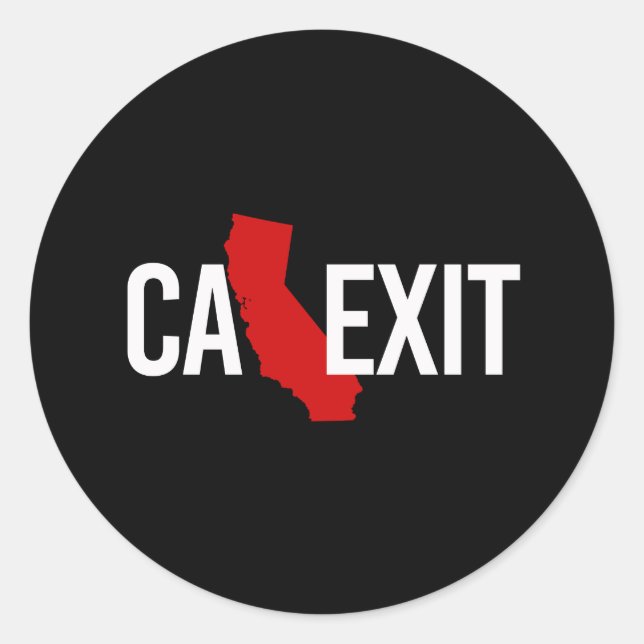 Sticker Rond Calexit - California Exit - rouge blanc - - (Devant)