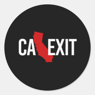 Sticker Rond Calexit - California Exit - rouge blanc - -