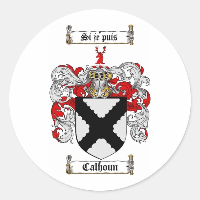 STICKER ROND CALHOUN FAMILLE CREST - CALHOUN COAT D'ARMES (Devant)
