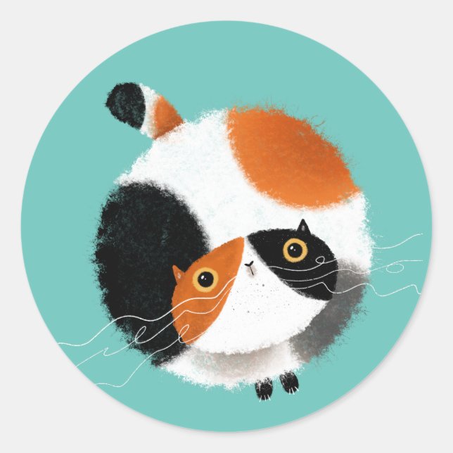 Sticker Rond Calico Cat (Devant)