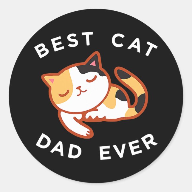 Sticker Rond Calico Chat Papa Best Kitty Père Jamais Tee Cadeau (Devant)