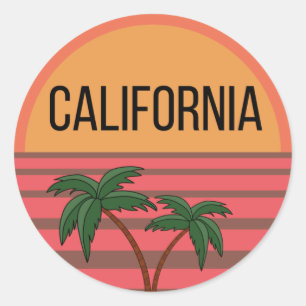 Sticker Rond California Cute Design Idées Cadeau Coucher de sol