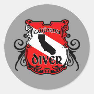 Sticker Rond California Diver