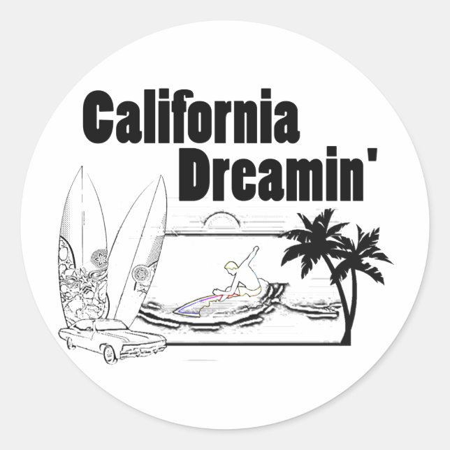 Sticker Rond California Dreamin' (Devant)