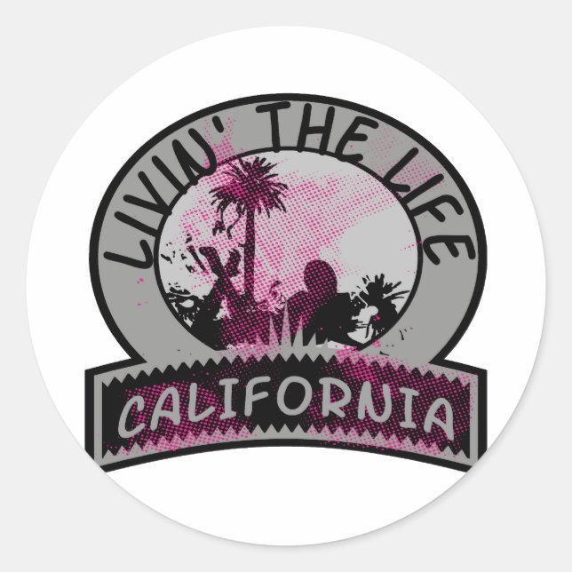 Sticker Rond California Life (Devant)