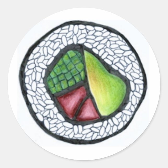Sticker Rond California Maki Roll Sushi Cuisine Japonaise (Devant)