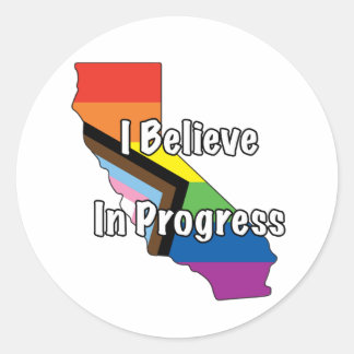 Sticker Rond California Pride - Croyez en le drapeau du progrès