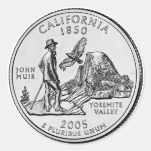 Sticker Rond California State Quarter