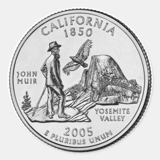 Sticker Rond California State Quarter (Devant)