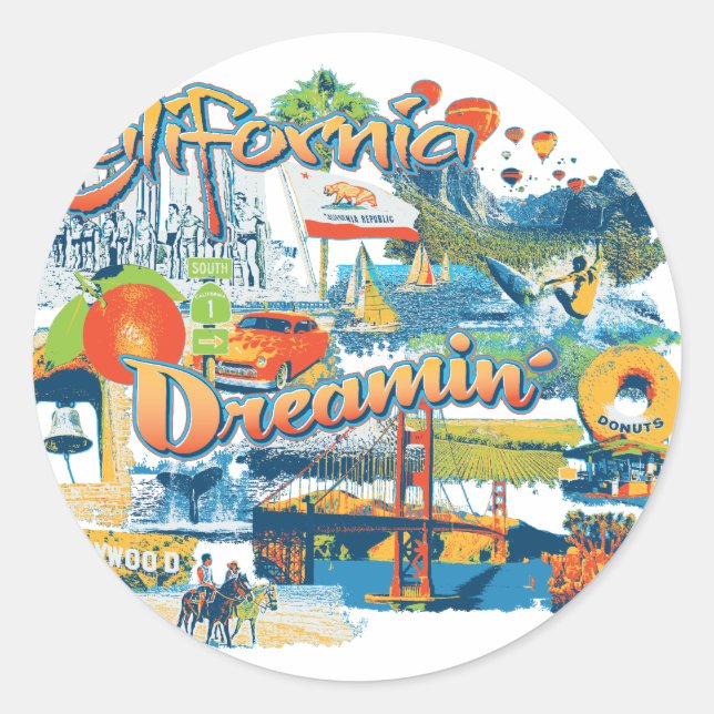 Sticker Rond Californie (Devant)