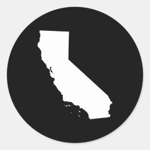 Sticker Rond Californie en blanc et noir