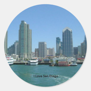 Sticker Rond Californie : J'aime San Diego