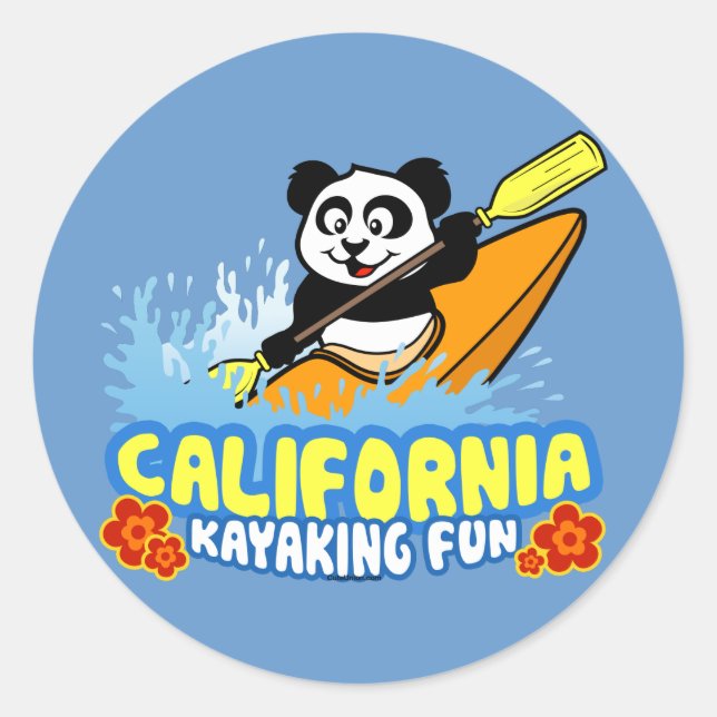 Sticker Rond Californie Kayaking Fun Panda (Devant)