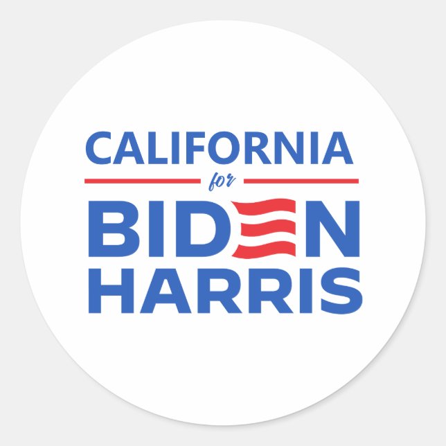 Sticker Rond Californie pour Biden Harris (Devant)