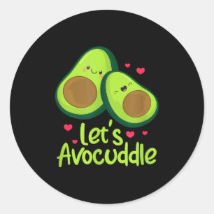 Sticker Rond Câlins d'avocat Couple d'avocat mignon Saint Valen