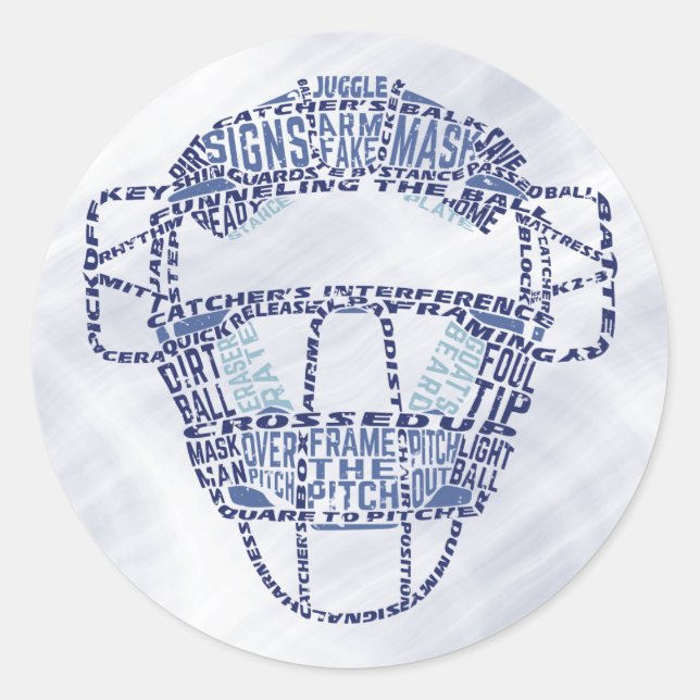 Sticker Rond Calligramme du masque de baseball Softball (Devant)