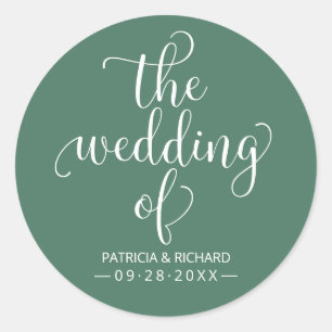 Sticker Rond Calligraphie Chic Moderne Le Mariage De Vert