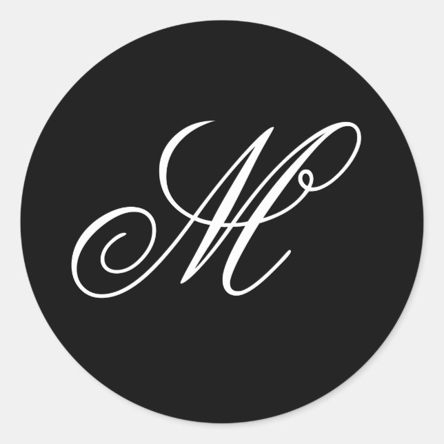 Sticker Rond Calligraphie de script fantaisie Monogramme noir e (Devant)