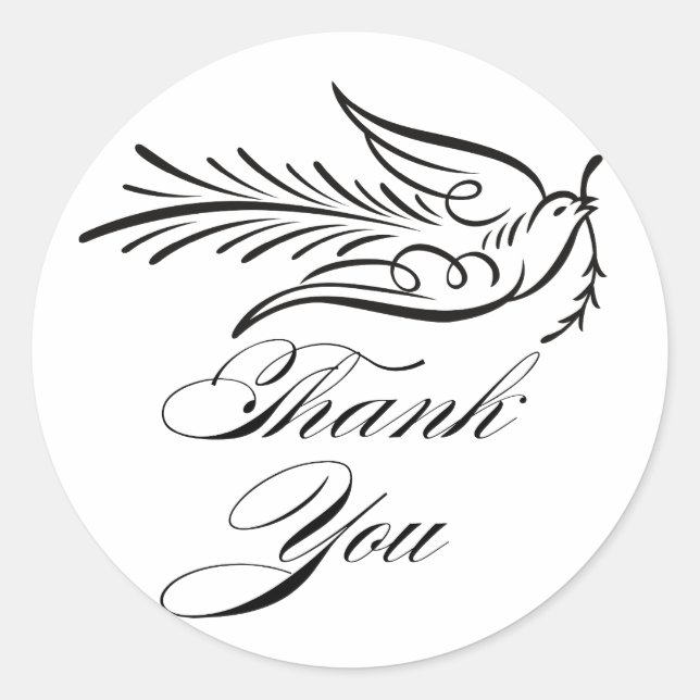 Sticker Rond Calligraphie Dove et Merci Texte (Devant)
