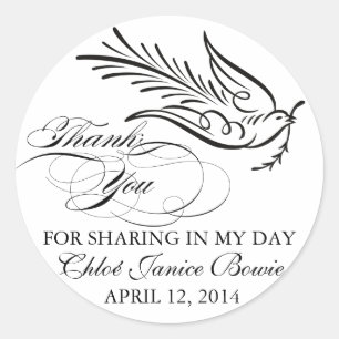 Sticker Rond Calligraphie Dove et Merci Texte