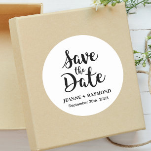 Sticker Rond Calligraphie Élégante Cartes de Mariage Personnali