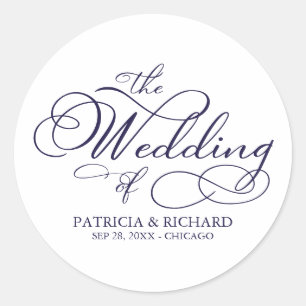 Sticker Rond Calligraphie Élégante Mariage Moderne Classique Ro