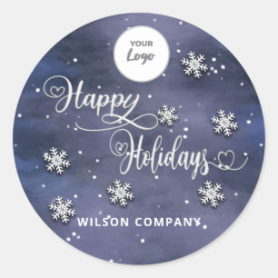 Sticker Rond Calligraphie Happy Holidays logo de l'entreprise H