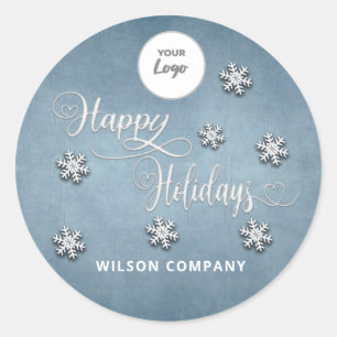 Sticker Rond Calligraphie Happy Holidays logo de l'entreprise H