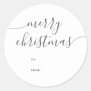 Sticker Rond Calligraphie minimaliste Joyeux cadeau de Noël