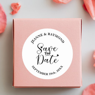Sticker Rond Calligraphie Moderne Simple Faire-Part de Mariage 