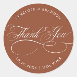Sticker Rond Calligraphie moderne Terracotta mariage merci