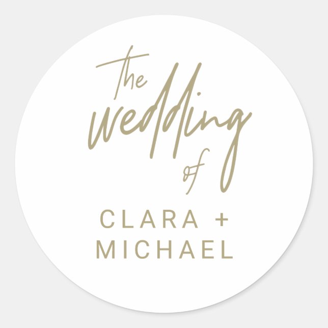 Sticker Rond Calligraphie or lunaire Mariage Enveloppe Phoques (Devant)